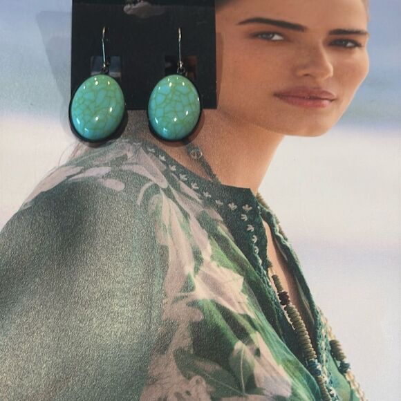 Turquoise Oval Fashion Earrings - Picture 1 of 4